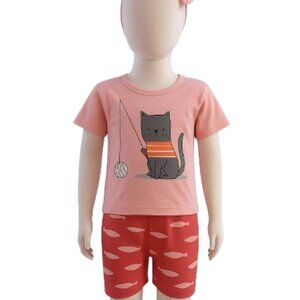 Girls' 2PC Dog Shorts Sets - Blush/Red